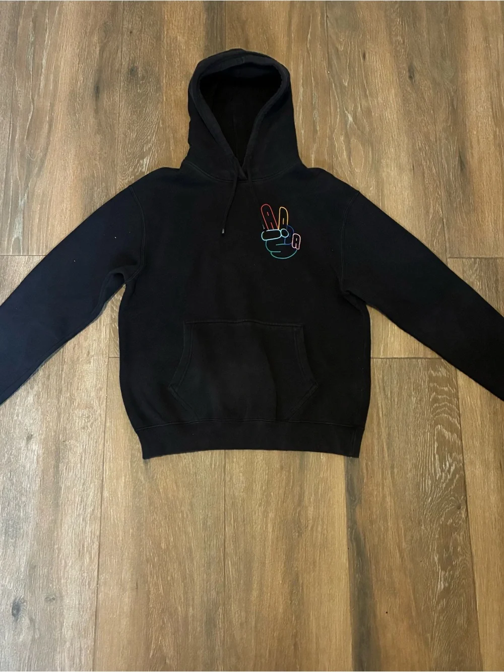 adidas Black Hoodie with White Logo Tag